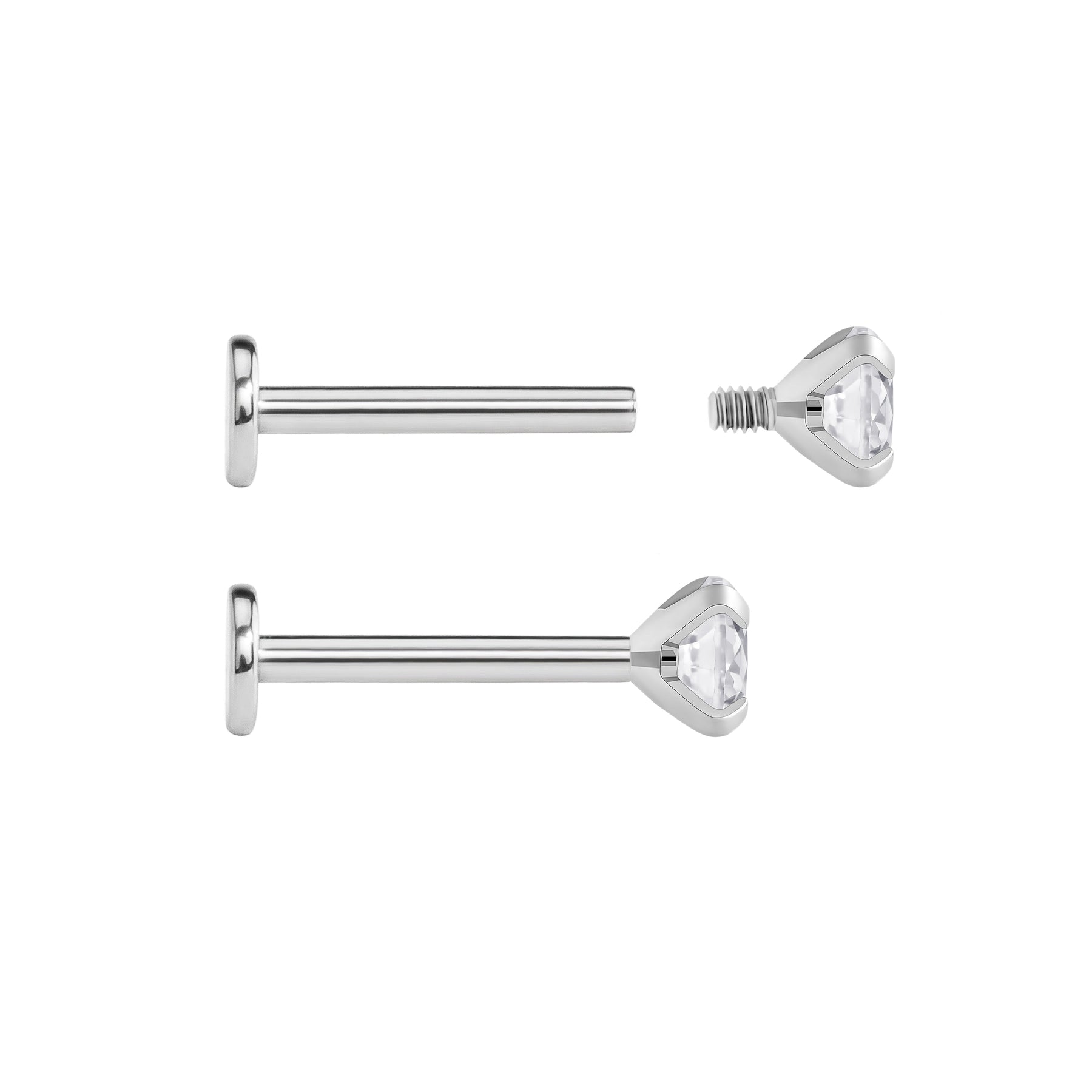 14g – 12g Internally Threaded Crystal or Black Prong-Set Round Jewel Top – Price Per 1