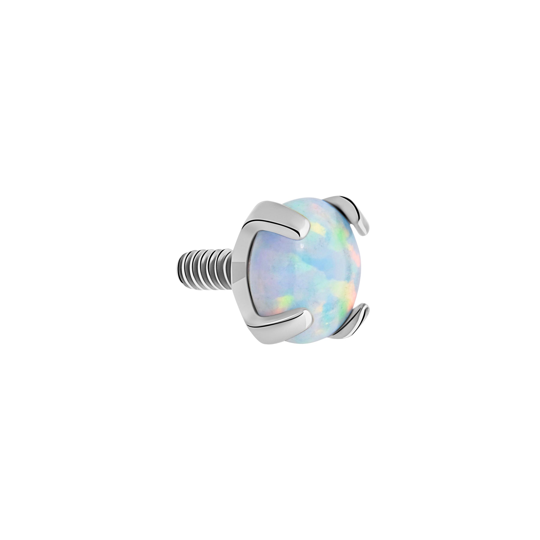 Tilum 18g-16g Internally Threaded Square Prong-Set 3mm Round Opal Top - Price Per 1