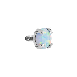 Tilum 18g-16g Internally Threaded Square Prong-Set 3mm Round Opal Top - Price Per 1