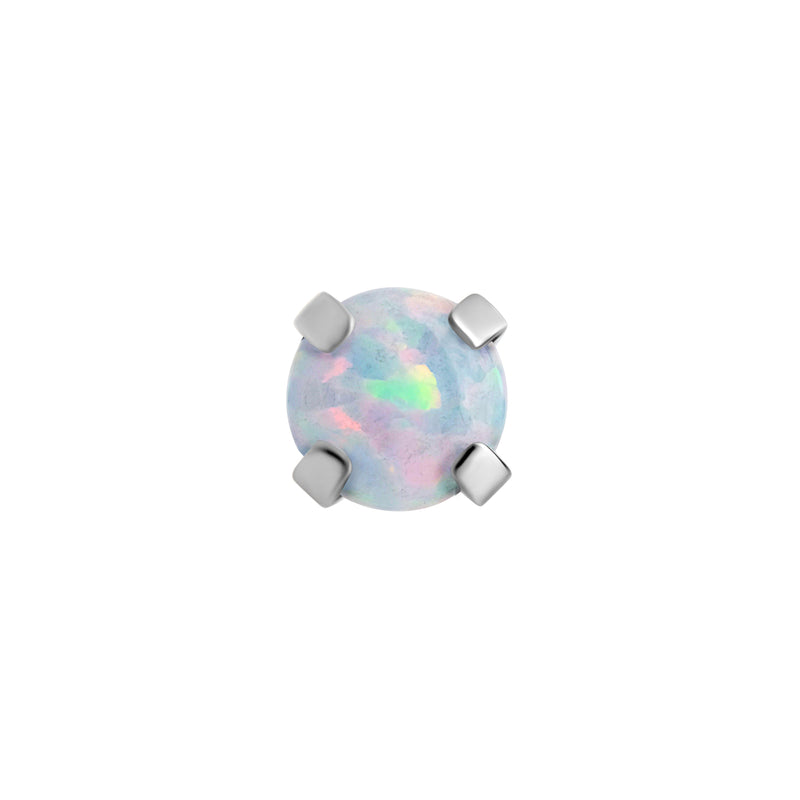 Tilum 18g-16g Internally Threaded Square Prong-Set 3mm Round Opal Top - Price Per 1