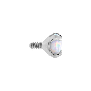 Tilum 18g-16g Internally Threaded Square Prong-Set 3mm Round Opal Top - Price Per 1