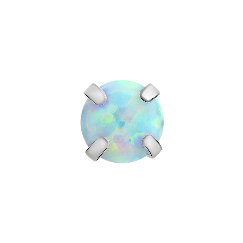 Tilum 18g-16g Internally Threaded Square Prong-Set 3.5mm Round Opal Top - Price Per 1