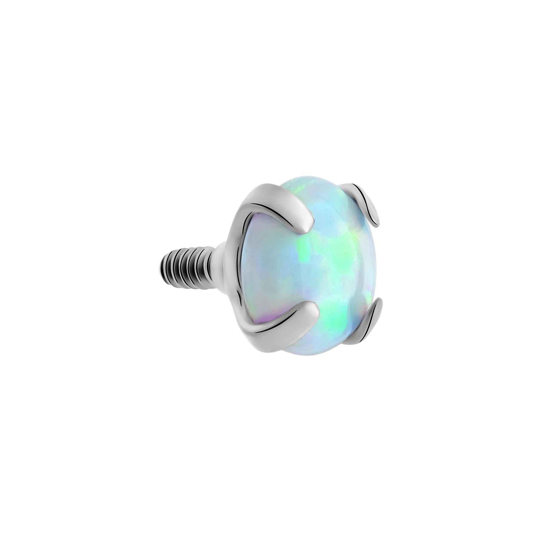 Tilum 18g-16g Internally Threaded Square Prong-Set 3.5mm Round Opal Top - Price Per 1
