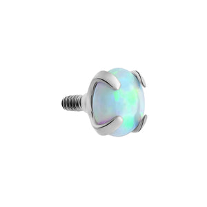 Tilum 18g-16g Internally Threaded Square Prong-Set 3.5mm Round Opal Top - Price Per 1