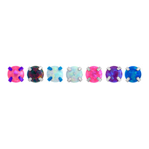 Tilum 18g-16g Internally Threaded Square Prong-Set 3.5mm Round Opal Top - Price Per 1