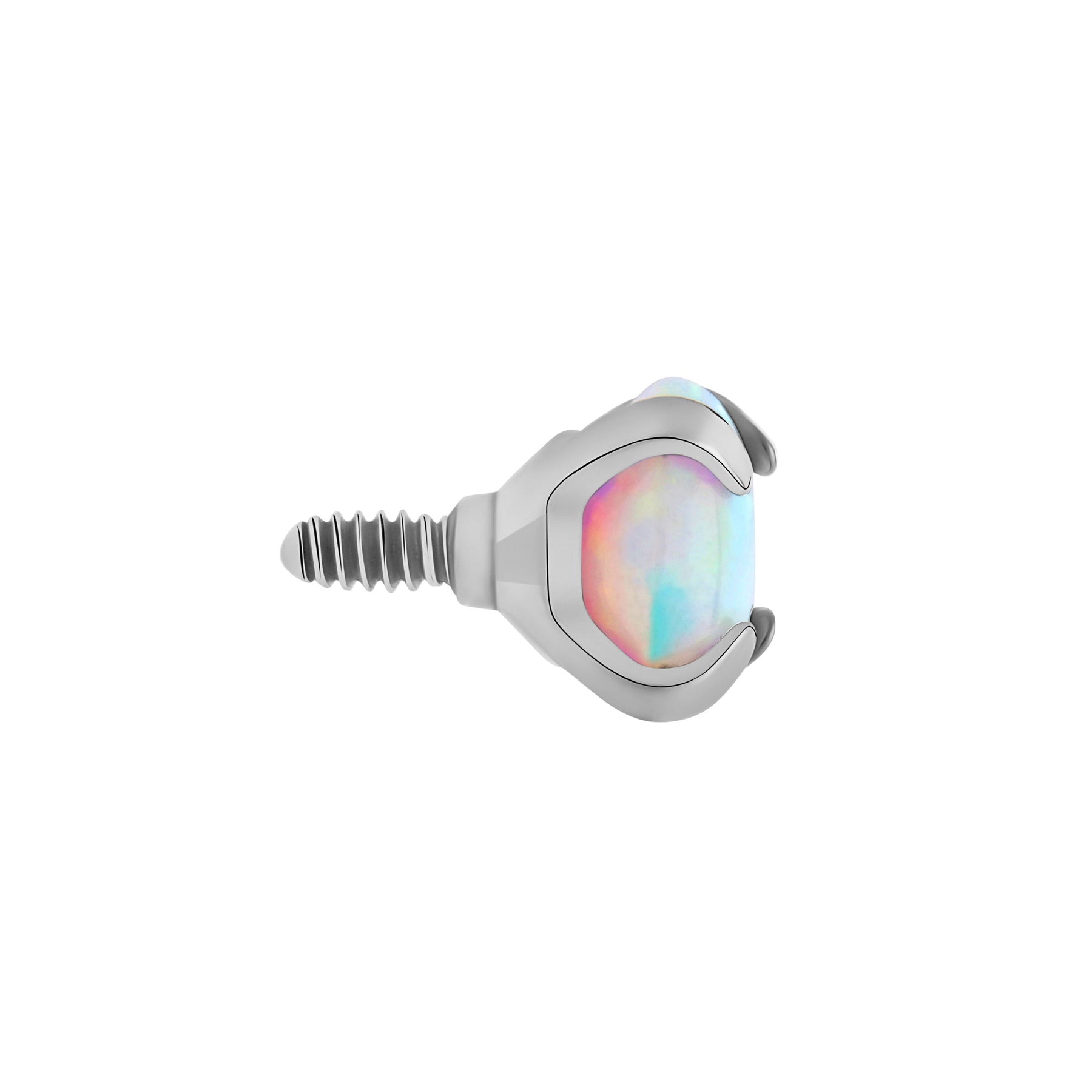 Tilum 18g-16g Internally Threaded Square Prong-Set 3.5mm Round Opal Top - Price Per 1