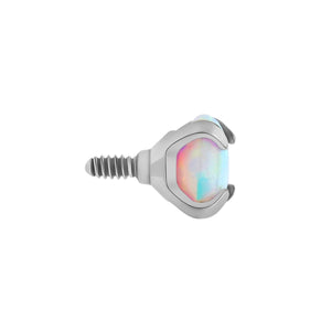 Tilum 18g-16g Internally Threaded Square Prong-Set 3.5mm Round Opal Top - Price Per 1