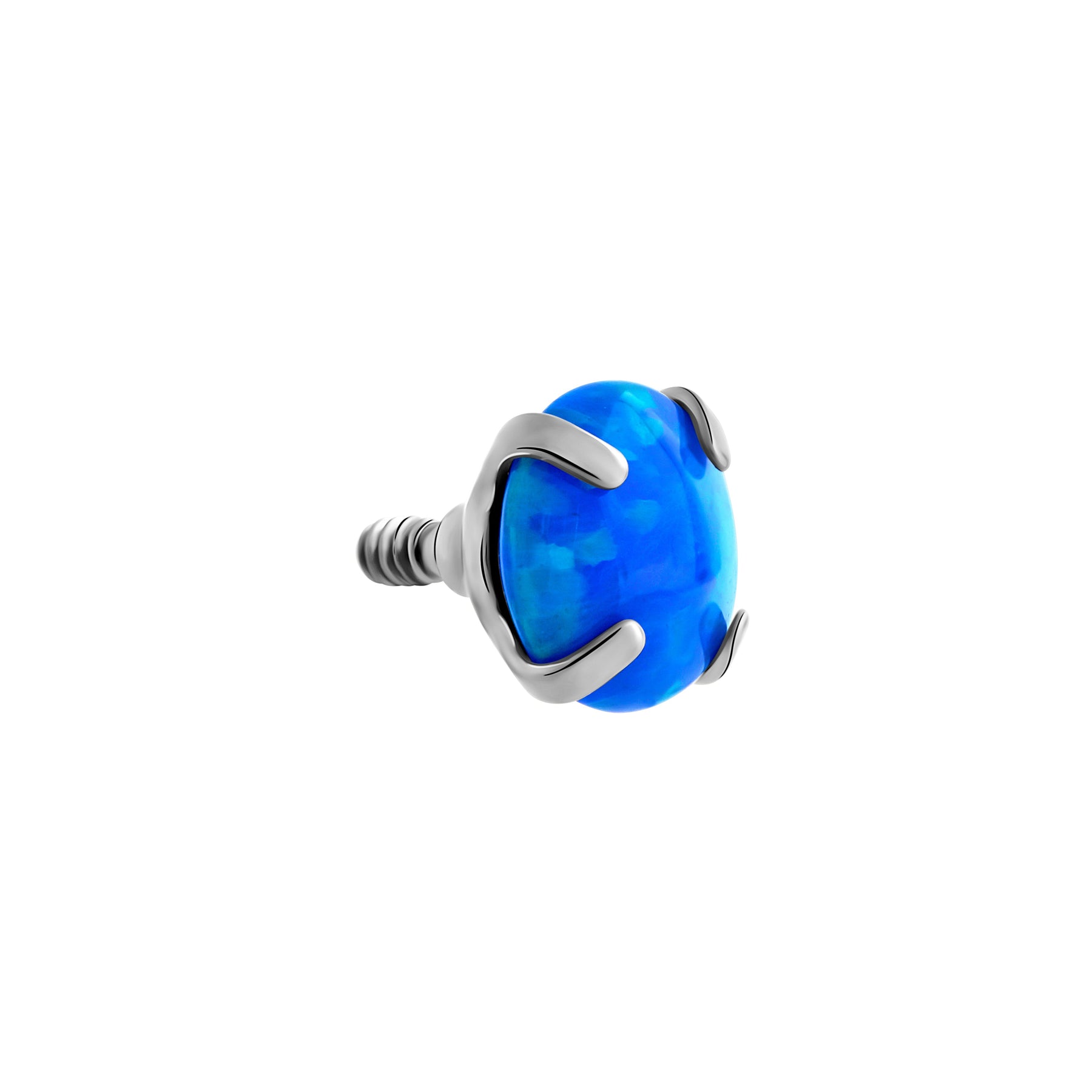 Tilum 18g-16g Internally Threaded Square Prong-Set 4mm Round Opal Top - Price Per 1