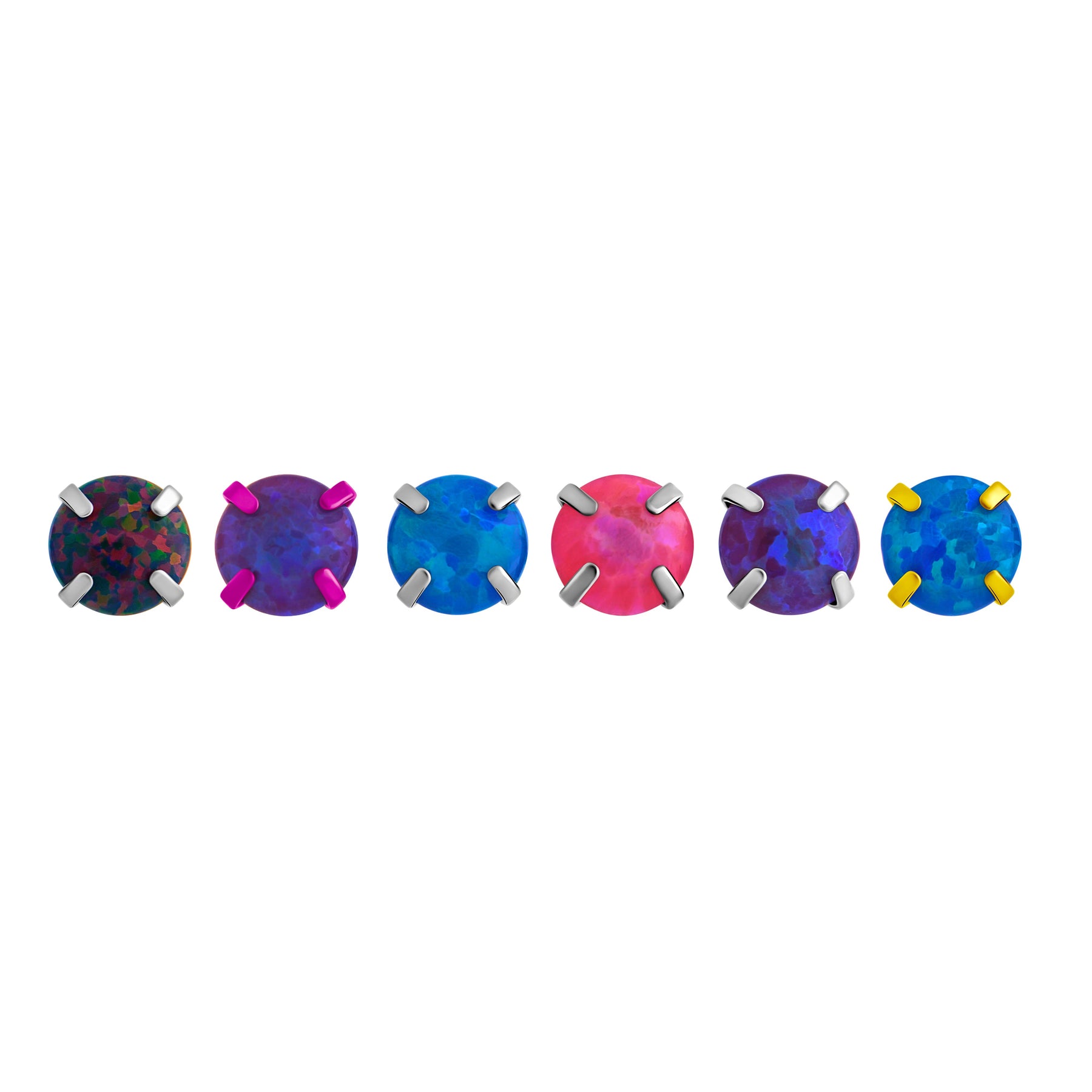 Tilum 18g-16g Internally Threaded Square Prong-Set 4mm Round Opal Top - Price Per 1