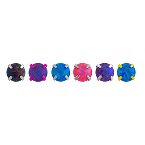 Tilum 18g-16g Internally Threaded Square Prong-Set 4mm Round Opal Top - Price Per 1
