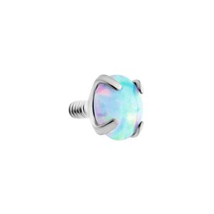Tilum 14g-12g Internally Threaded Square Prong-Set 4mm Round Opal Top - Price Per 1