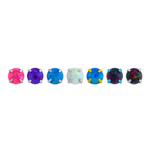 Tilum 14g-12g Internally Threaded Square Prong-Set 4mm Round Opal Top - Price Per 1