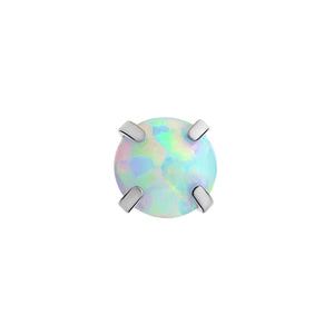Tilum 14g-12g Internally Threaded Square Prong-Set 4mm Round Opal Top - Price Per 1