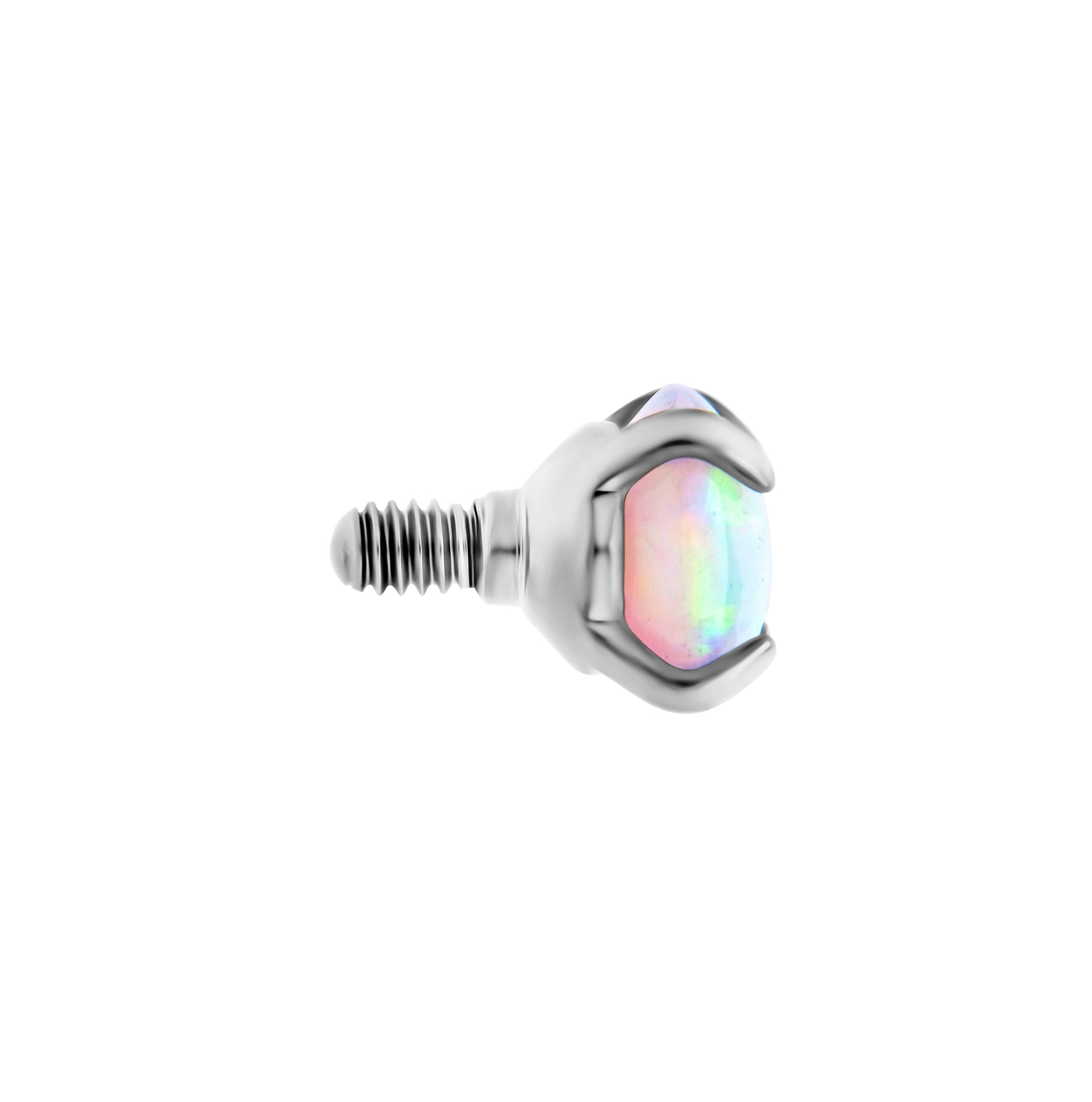 Tilum 14g-12g Internally Threaded Square Prong-Set 4mm Round Opal Top - Price Per 1