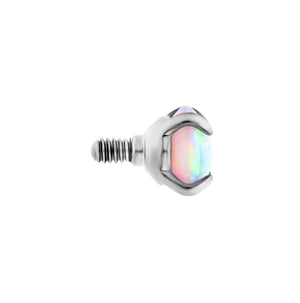 Tilum 14g-12g Internally Threaded Square Prong-Set 4mm Round Opal Top - Price Per 1