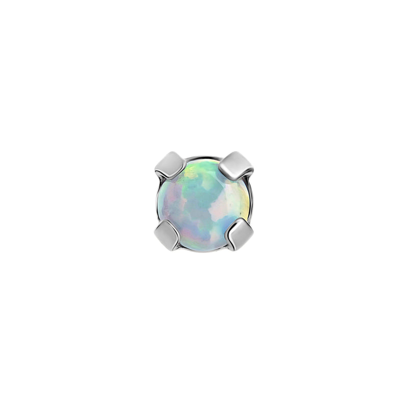 Tilum 18g-16g Internally Threaded Square Prong-Set 2mm Round Opal Top - Price Per 1