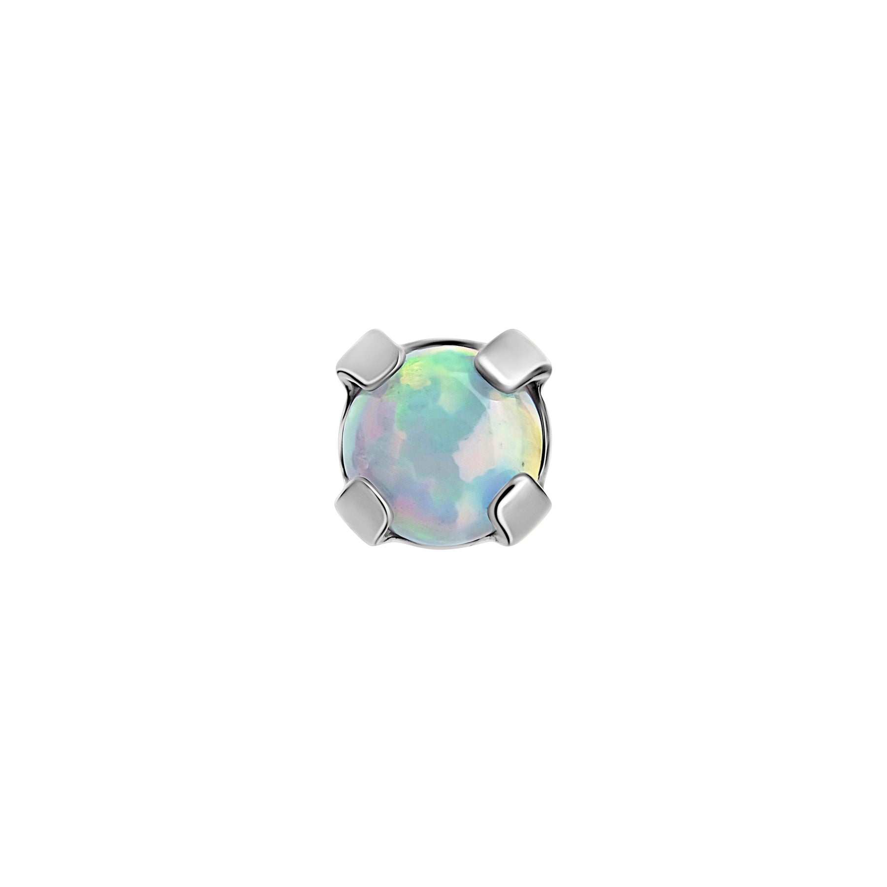 Tilum 18g-16g Internally Threaded Square Prong-Set 2mm Round Opal Top - Price Per 1