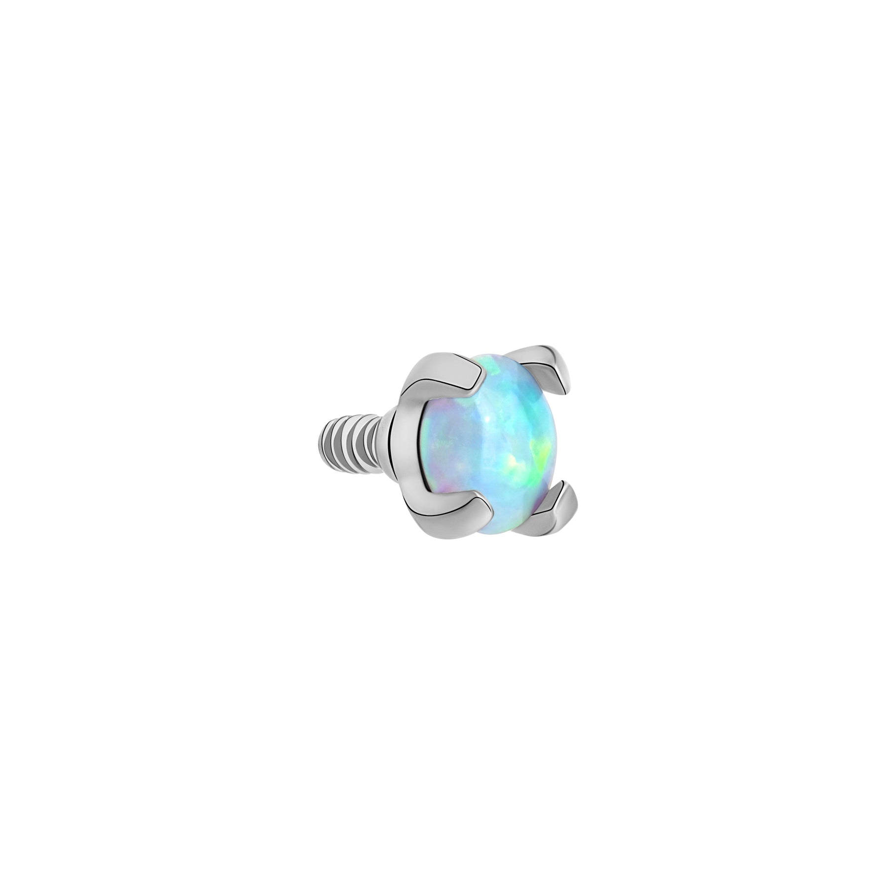 Tilum 18g-16g Internally Threaded Square Prong-Set 2.5mm Round Opal Top - Price Per 1