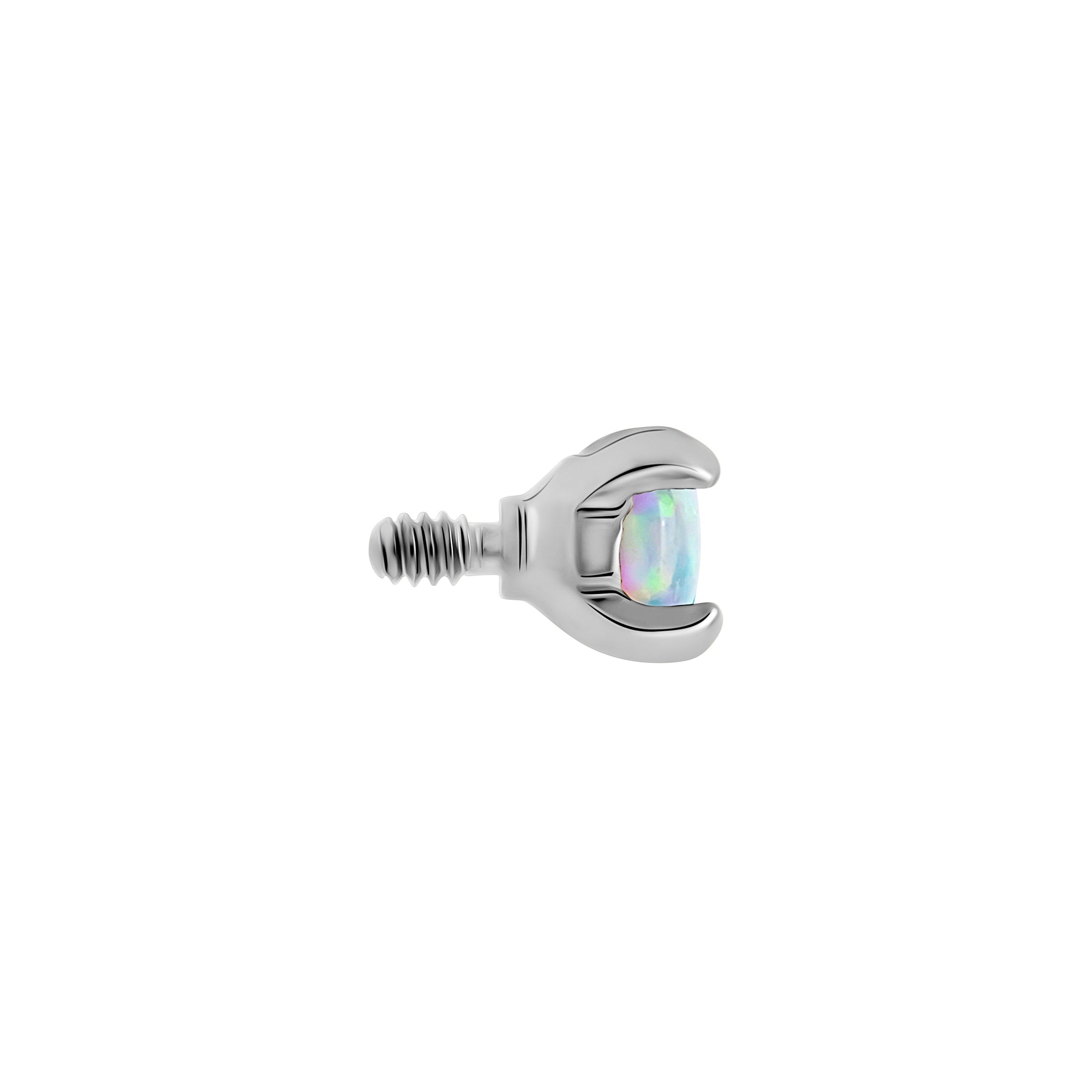 Tilum 18g-16g Internally Threaded Square Prong-Set 2.5mm Round Opal Top - Price Per 1