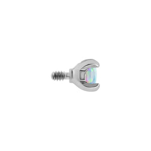 Tilum 18g-16g Internally Threaded Square Prong-Set 2.5mm Round Opal Top - Price Per 1