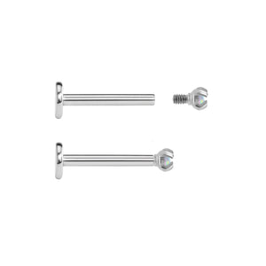 Tilum 14g-12g Internally Threaded Square Prong-Set 2mm Round Opal Top - Price Per 1