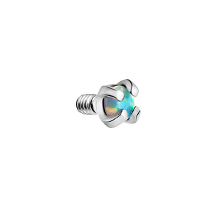 Tilum 14g-12g Internally Threaded Square Prong-Set 2mm Round Opal Top - Price Per 1