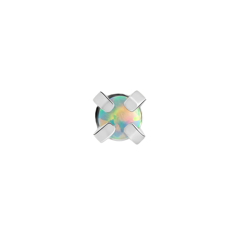 Tilum 14g-12g Internally Threaded Square Prong-Set 2mm Round Opal Top - Price Per 1