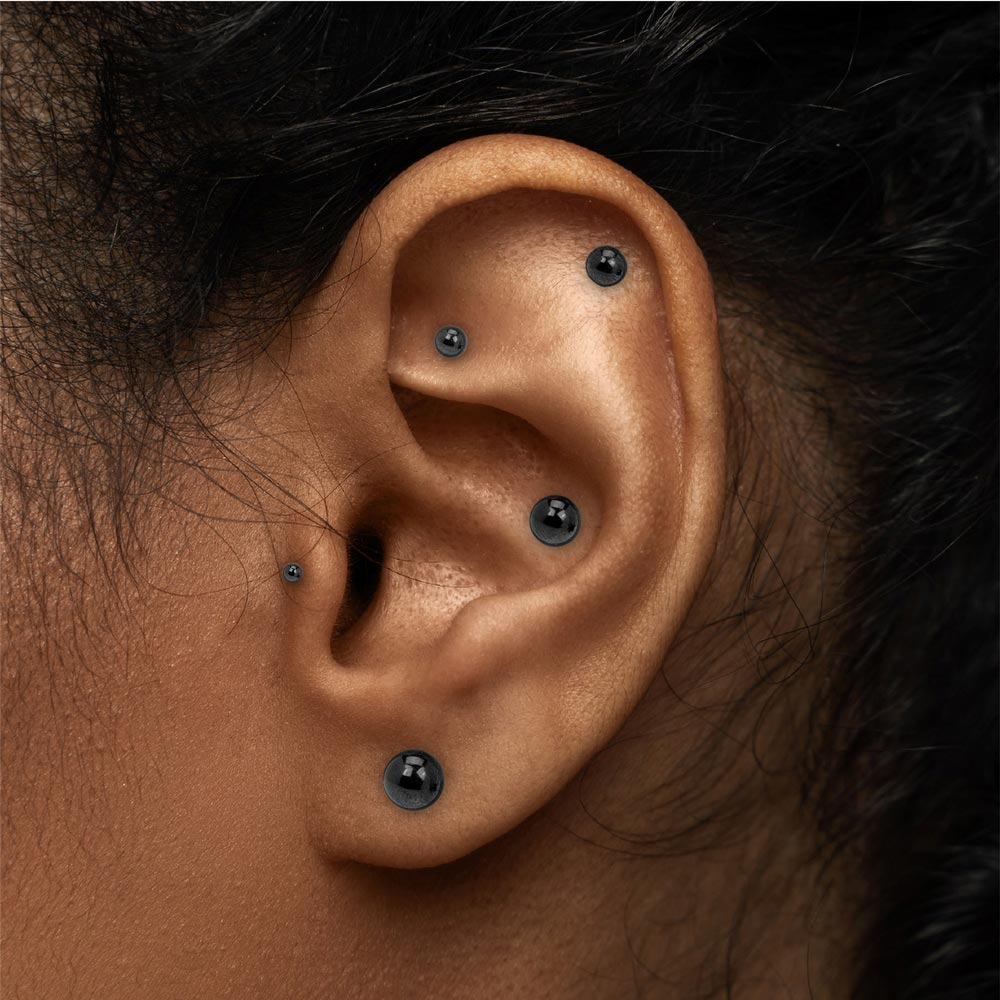 Tilum 14g-12g Internally Threaded PVD Black Titanium Ball - Price Per 1