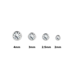18g - 16g Internally Threaded 2.5mm Swarovski Jewel Top - Price Per 1
