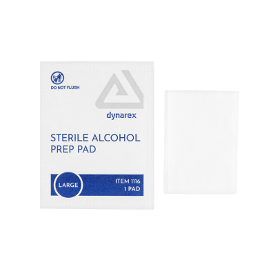 Dynarex Alcohol Prep Pads — Large — Box of 100