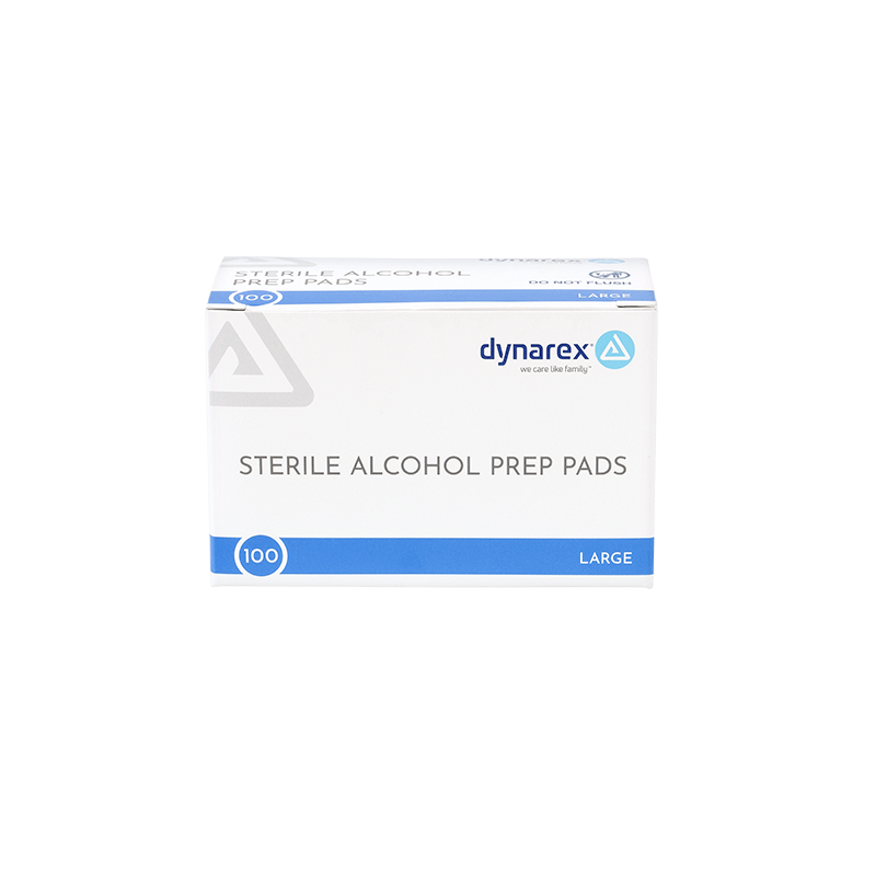 Dynarex Alcohol Prep Pads — Large — Box of 100