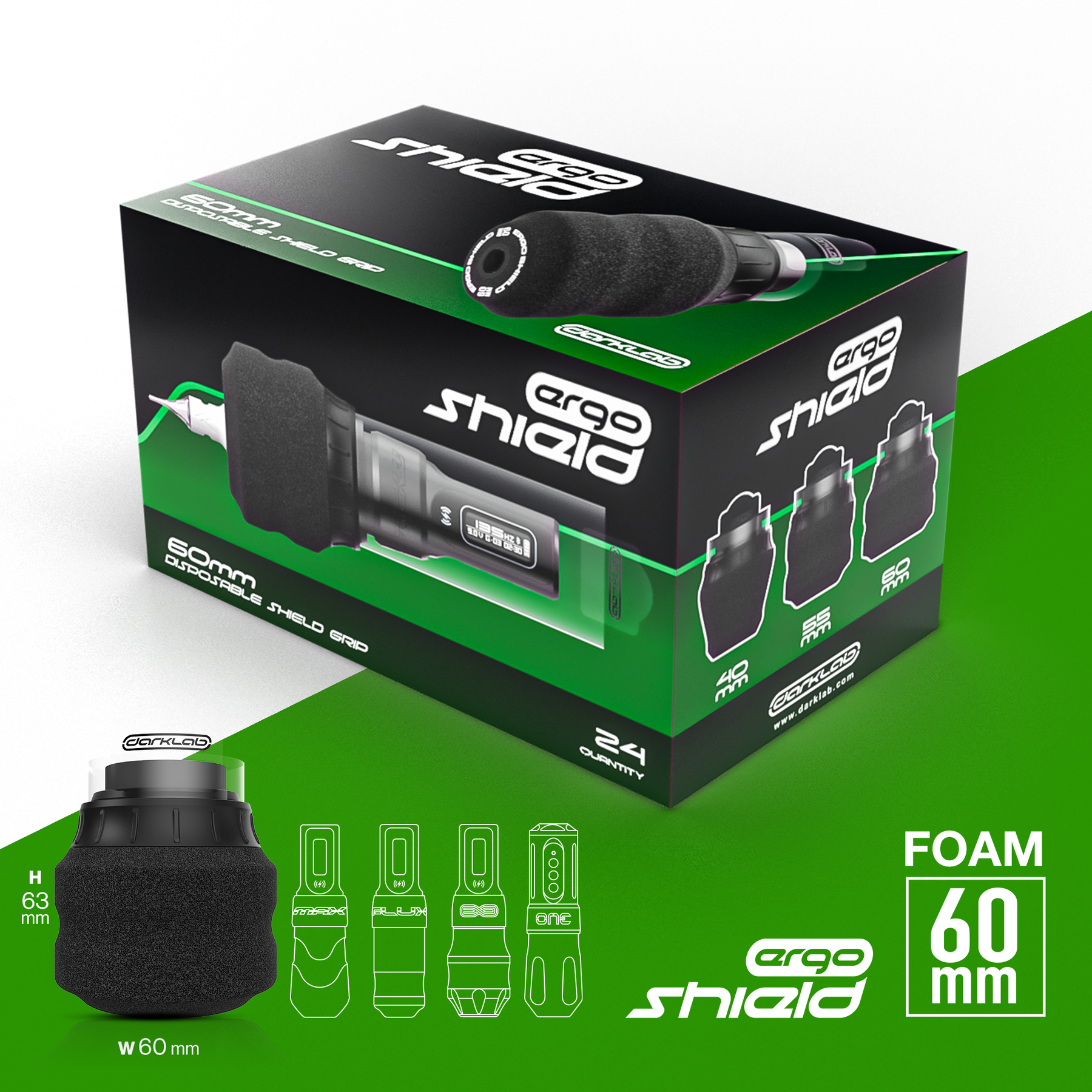 Darklab ErgoShield 60mm Grip — Box of 24