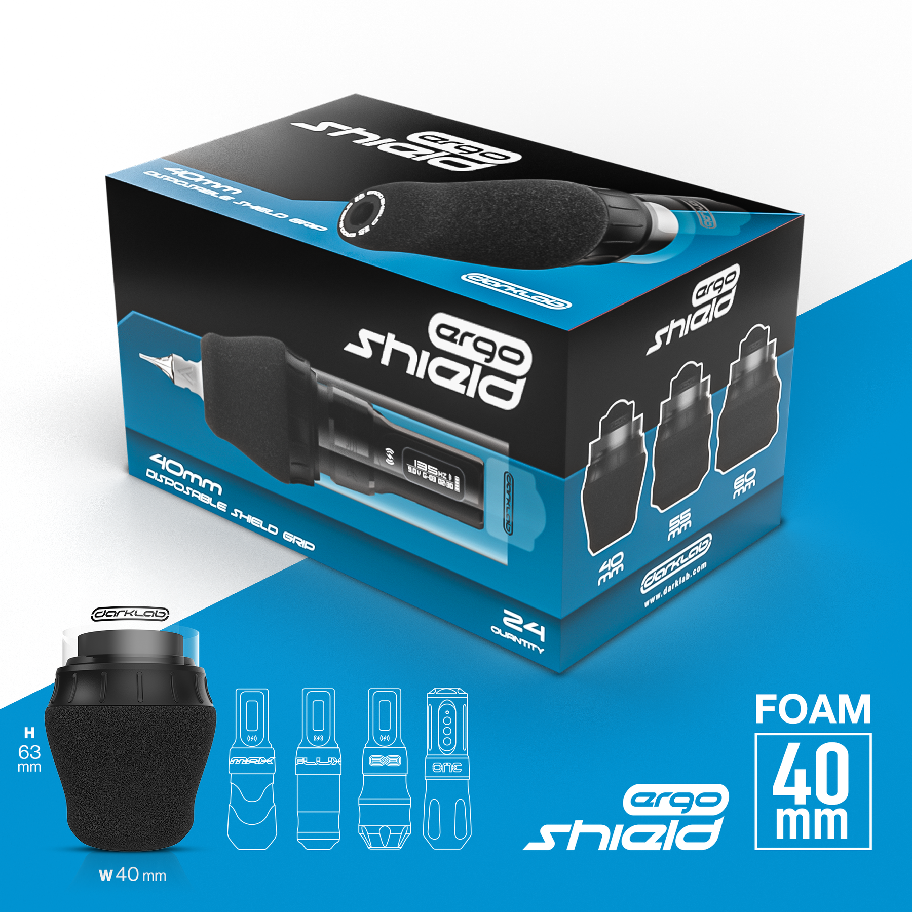 Darklab ErgoShield 40mm Grip — Box of 24