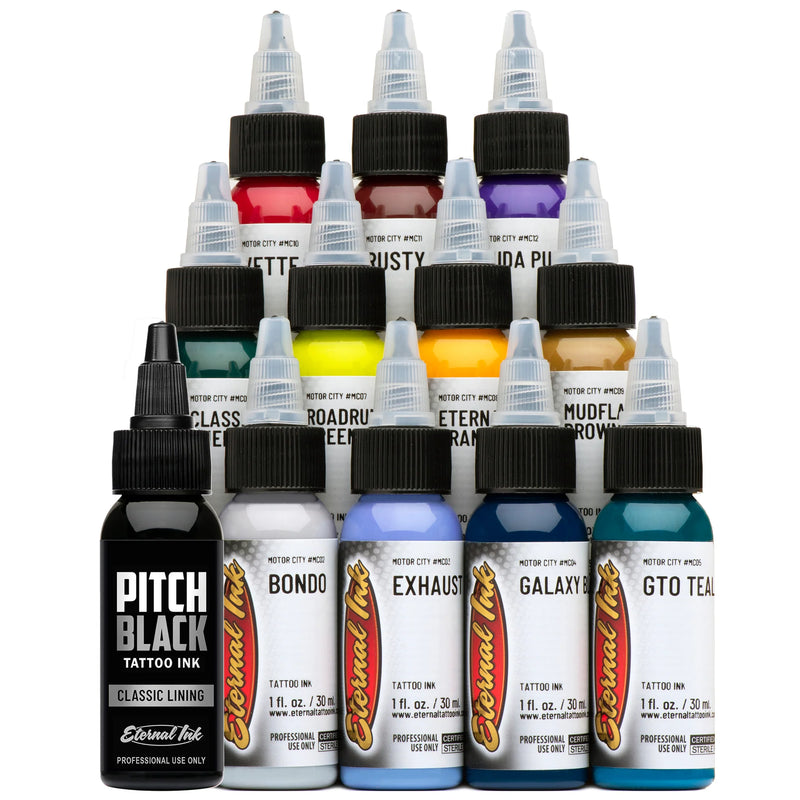 Motor City Set of 12 - 1oz Bottles - Eternal Tattoo Ink