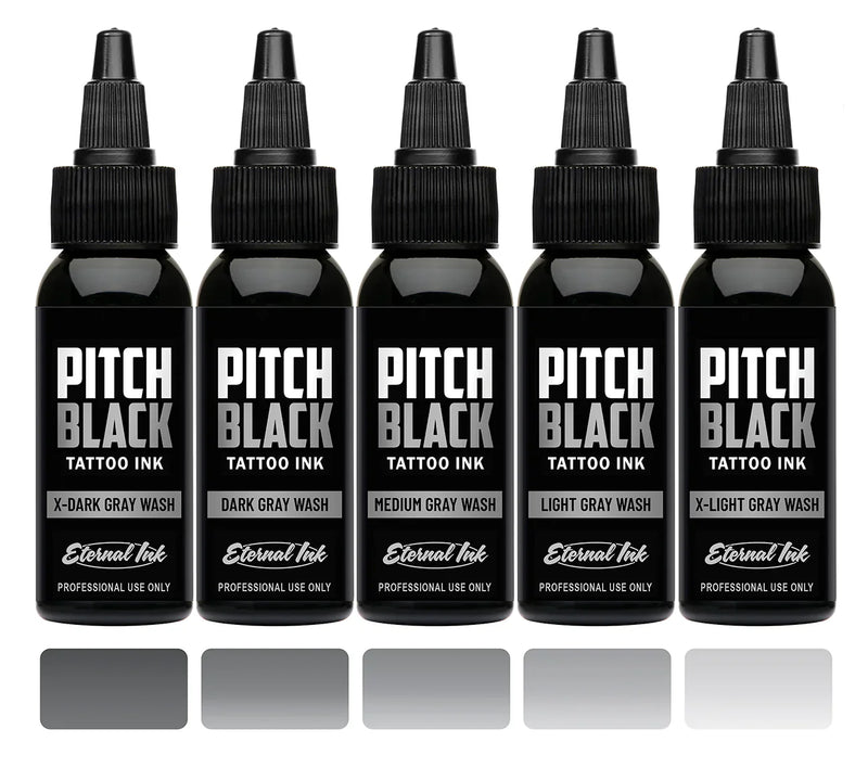 Pitch Black Gray Wash Set of 5 — Eternal Ink — Pick Size