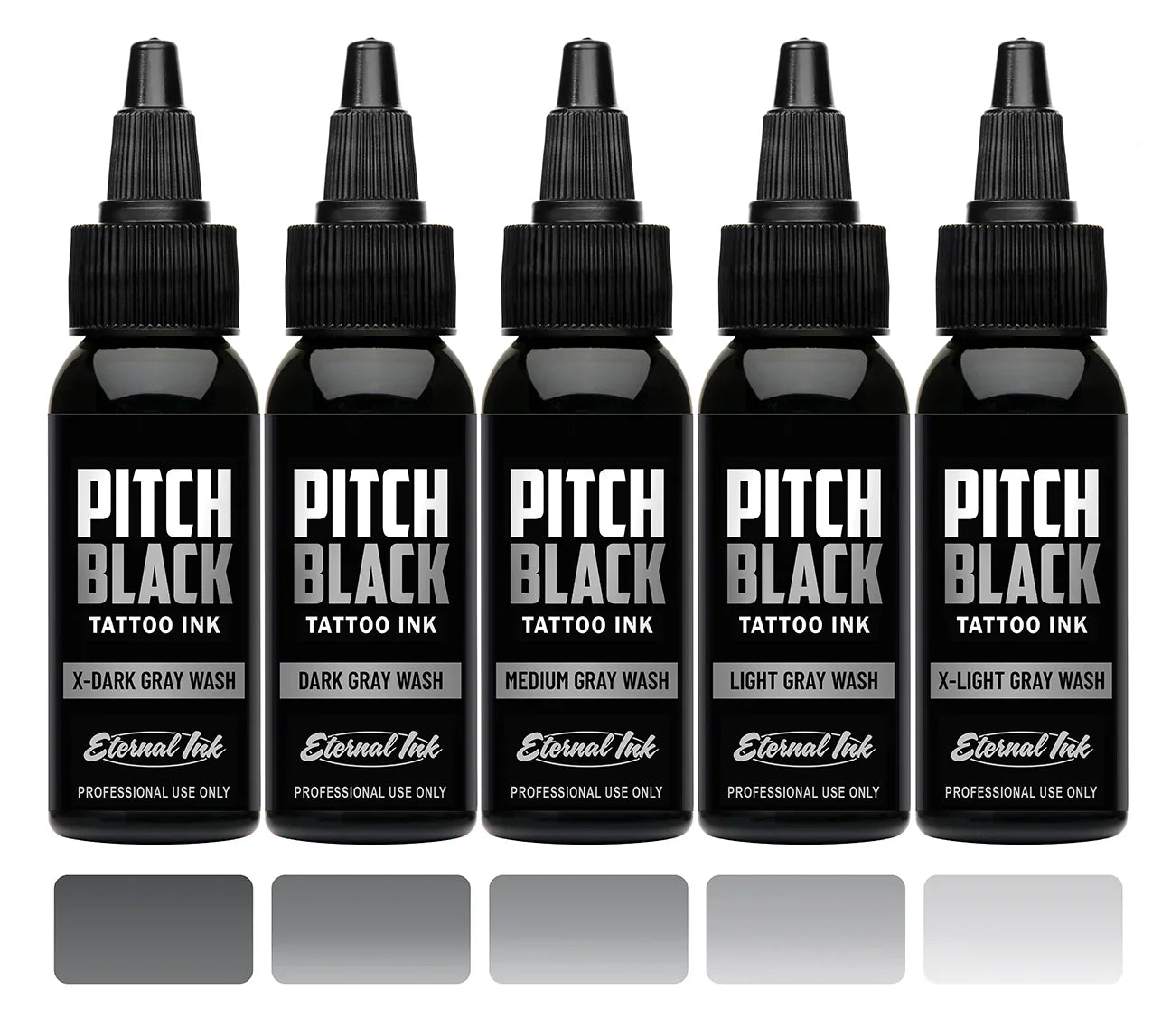 Pitch Black Gray Wash Set of 5 — Eternal Ink — Pick Size