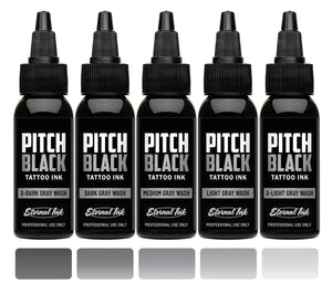 Pitch Black Gray Wash Set of 5 — Eternal Ink — Pick Size