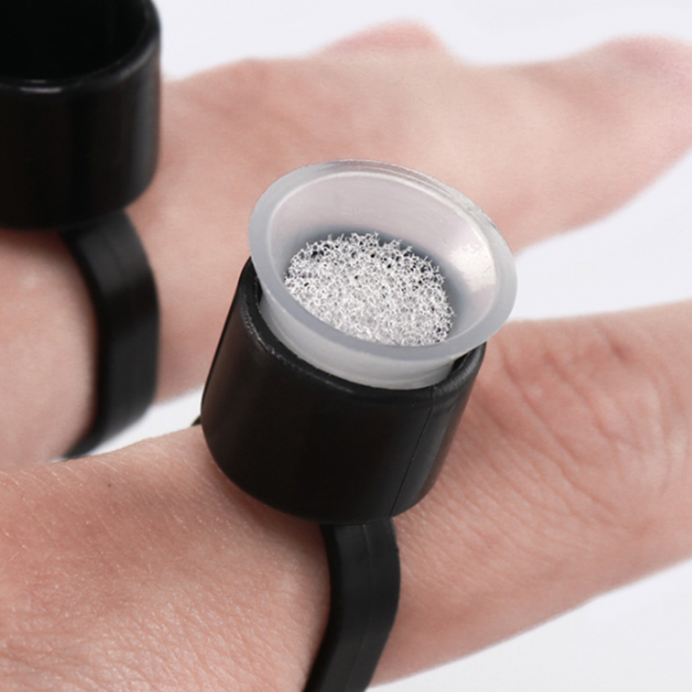 Finger Ring Ink Cup Holder - Black - 50/bag