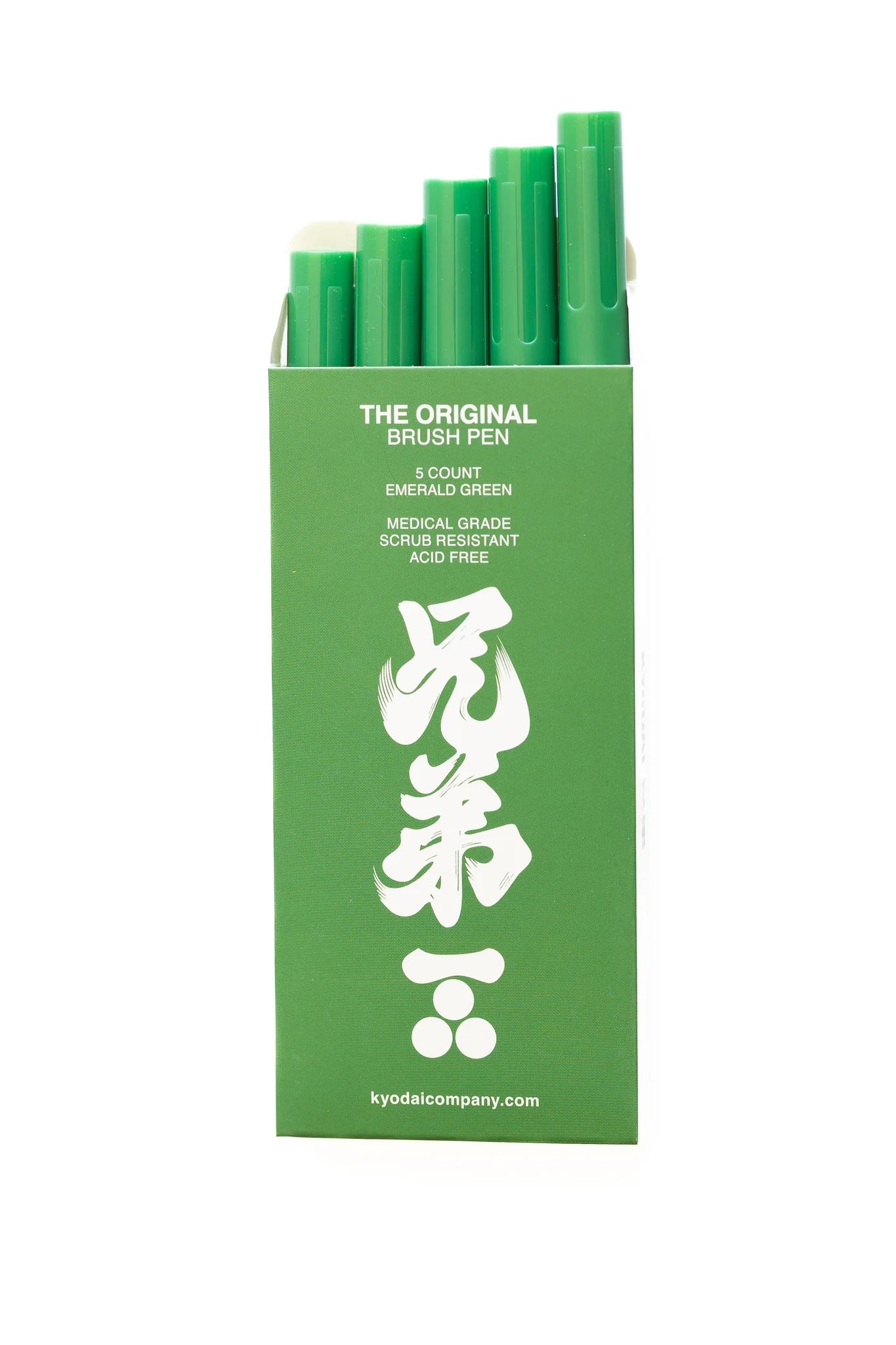 Kyōdai Firm-Tip Brush Pens — Pack of 5 Emerald Green