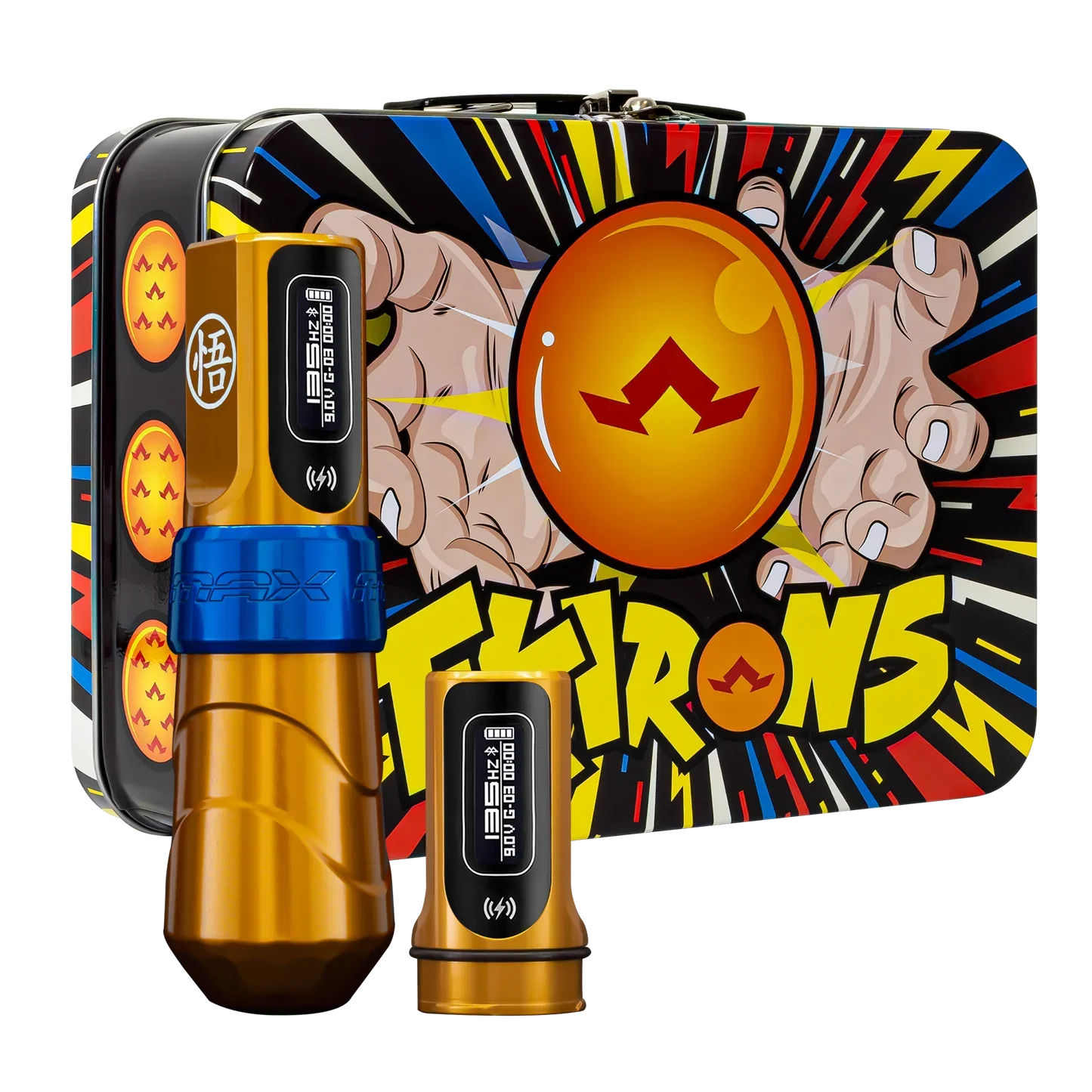 FK Irons Flux Max Tattoo Machine with 2 PowerBolt 2.0 — Pick Stroke Length and Color