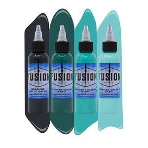 Gradient Green with White 4-Pack — Fusion Tattoo Ink — 1oz