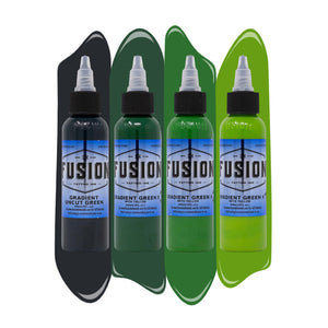Gradient Green with Yellow 4-Pack — Fusion Tattoo Ink — 1oz
