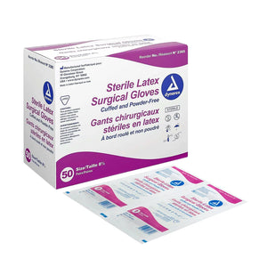 Dynarex Sterile White Latex Gloves — Box of 100