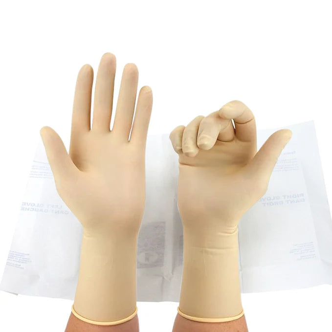 Dynarex Sterile White Latex Gloves — Box of 100