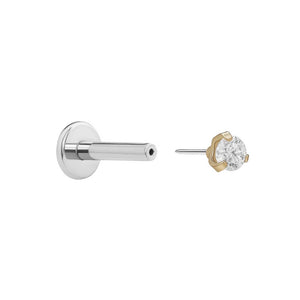 18g, 16g, or 14g Steel Push Pop Threadless 14kt Yellow Gold Prong-Set Crystal Jewel - Price Per 1