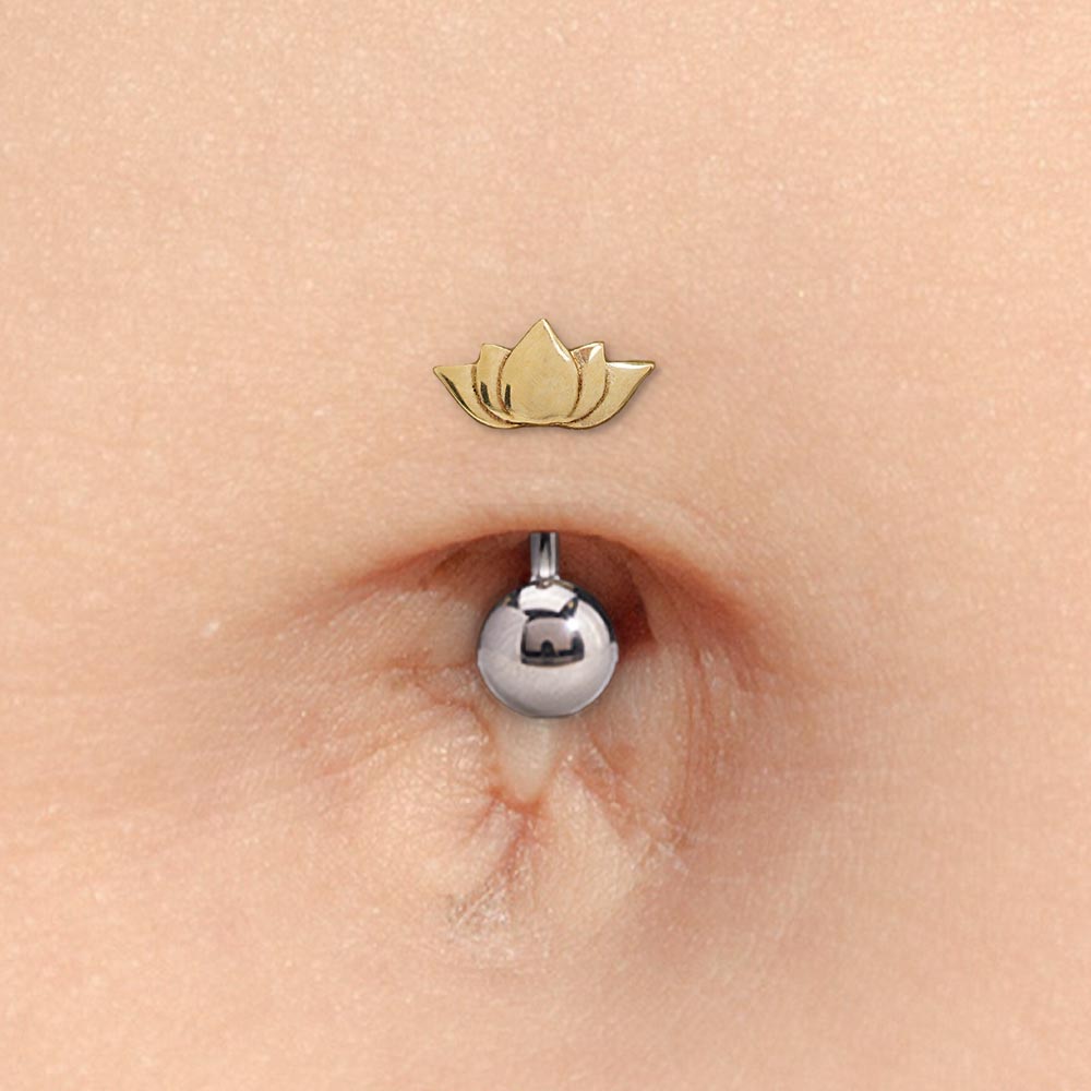 14kt Yellow Gold Lotus Flower Threadless Top — Price Per 1