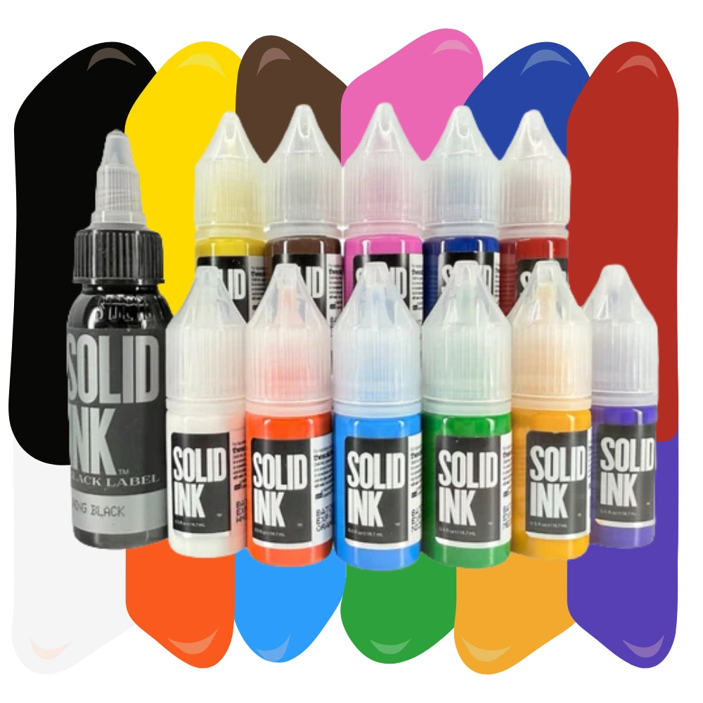 12 Color Mini Travel Set — Solid Ink — 10ml Bottles
