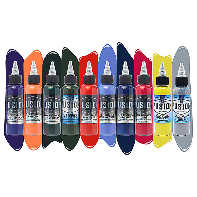 Jeff Gogue 10-Color Palette Signature Set — Fusion Tattoo Ink — 1oz
