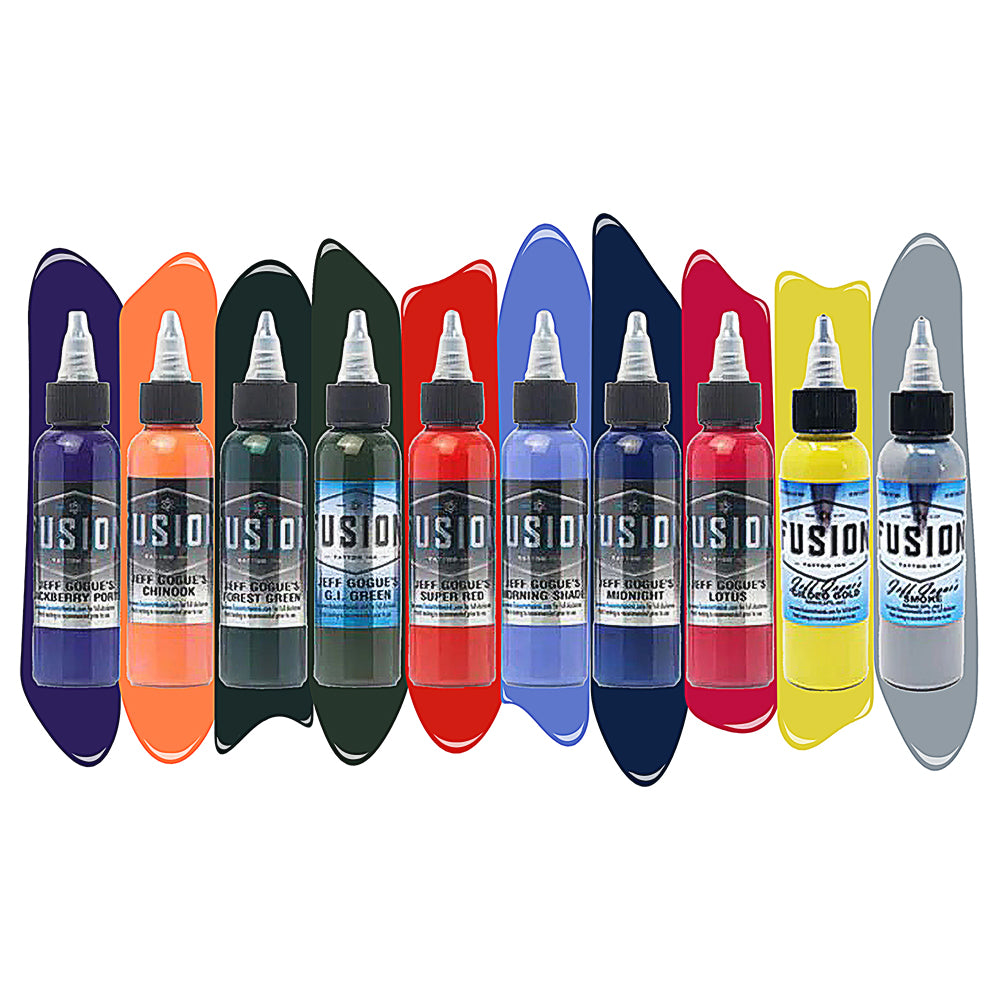 Jeff Gogue 10-Color Palette Signature Set — Fusion Tattoo Ink — 1oz