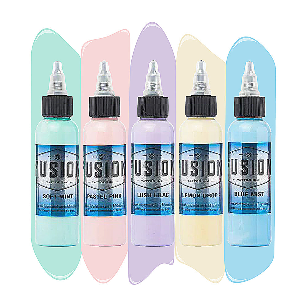 Pastel 5-Color Set — Fusion Tattoo Ink — 1oz